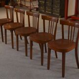 Set of 5 beech bistro chairs from the 1950s