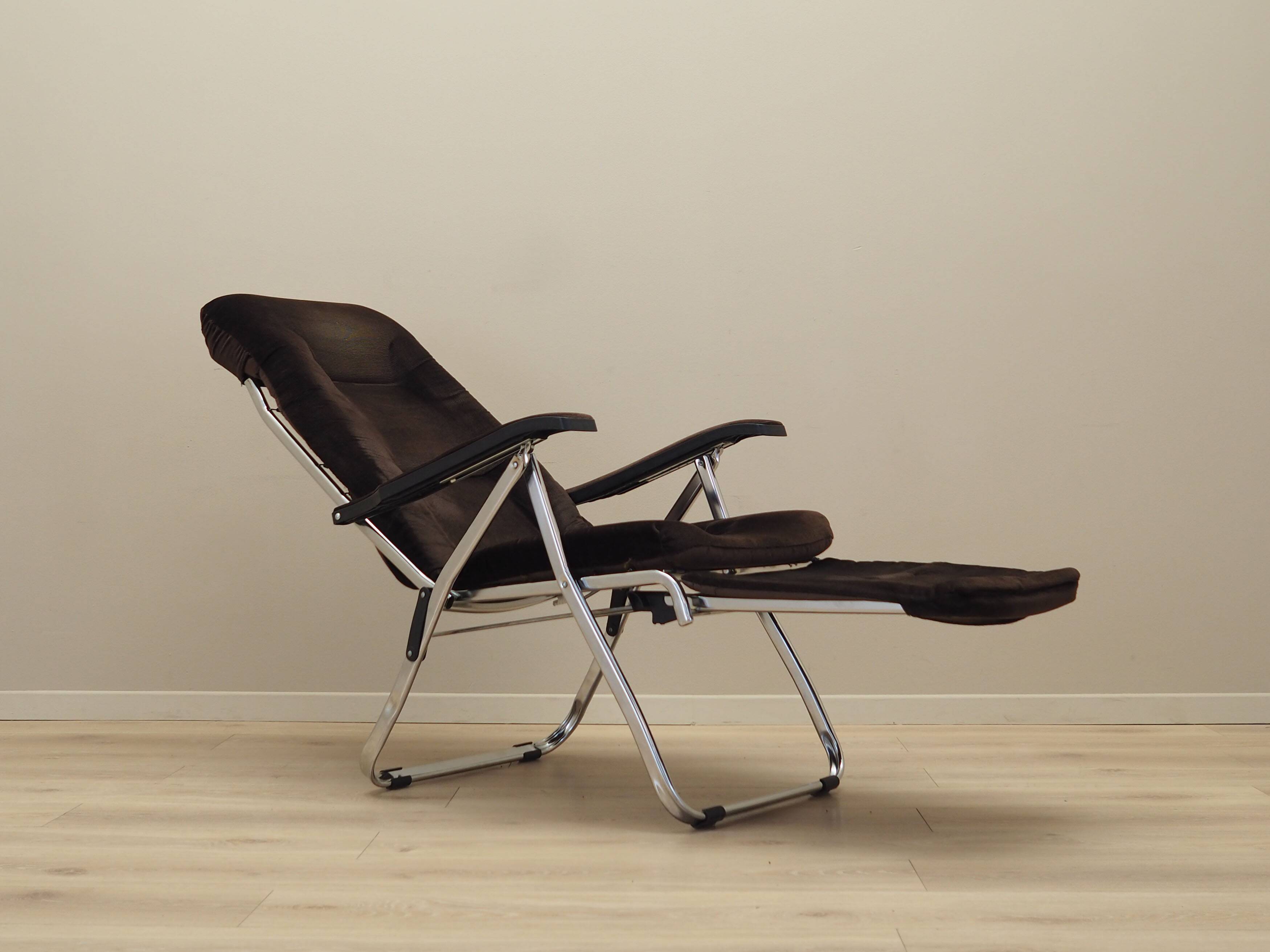 Brown velour armchair, Danish design, 1970s, production: Denmark