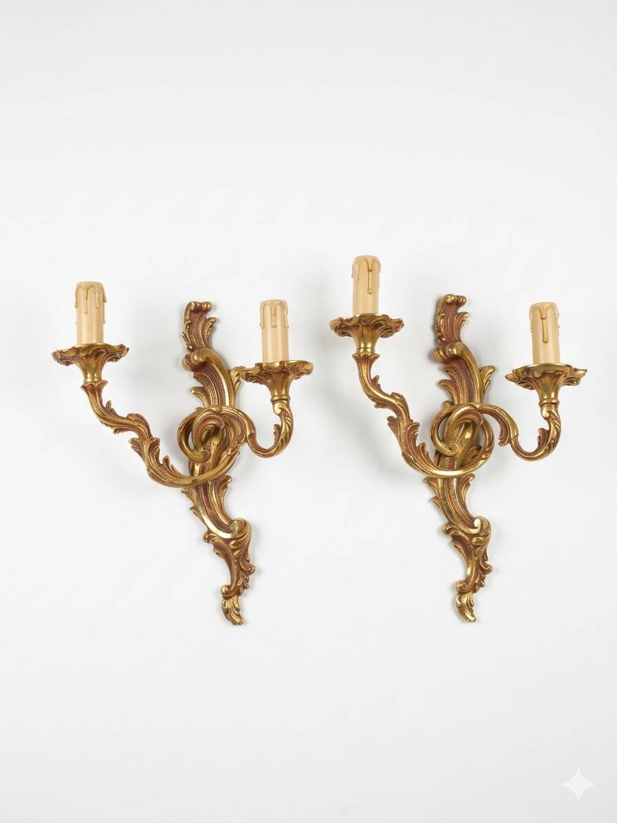 Pair of Louis XV style bronze wall sconces