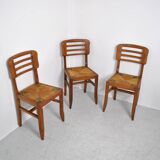3 chairs attributed to Pierre Cruege 1950