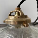 Lot 2 old vintage striated glass hanging lamps