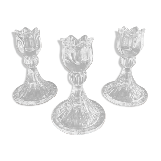 Trio de bougeoirs en cristal