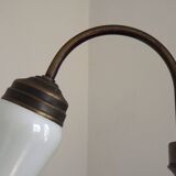 French Vintage Retro Bronze Effect Metal 3 Light Chandelier Glass Shade