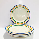 4 striped earthenware plates made in Romania