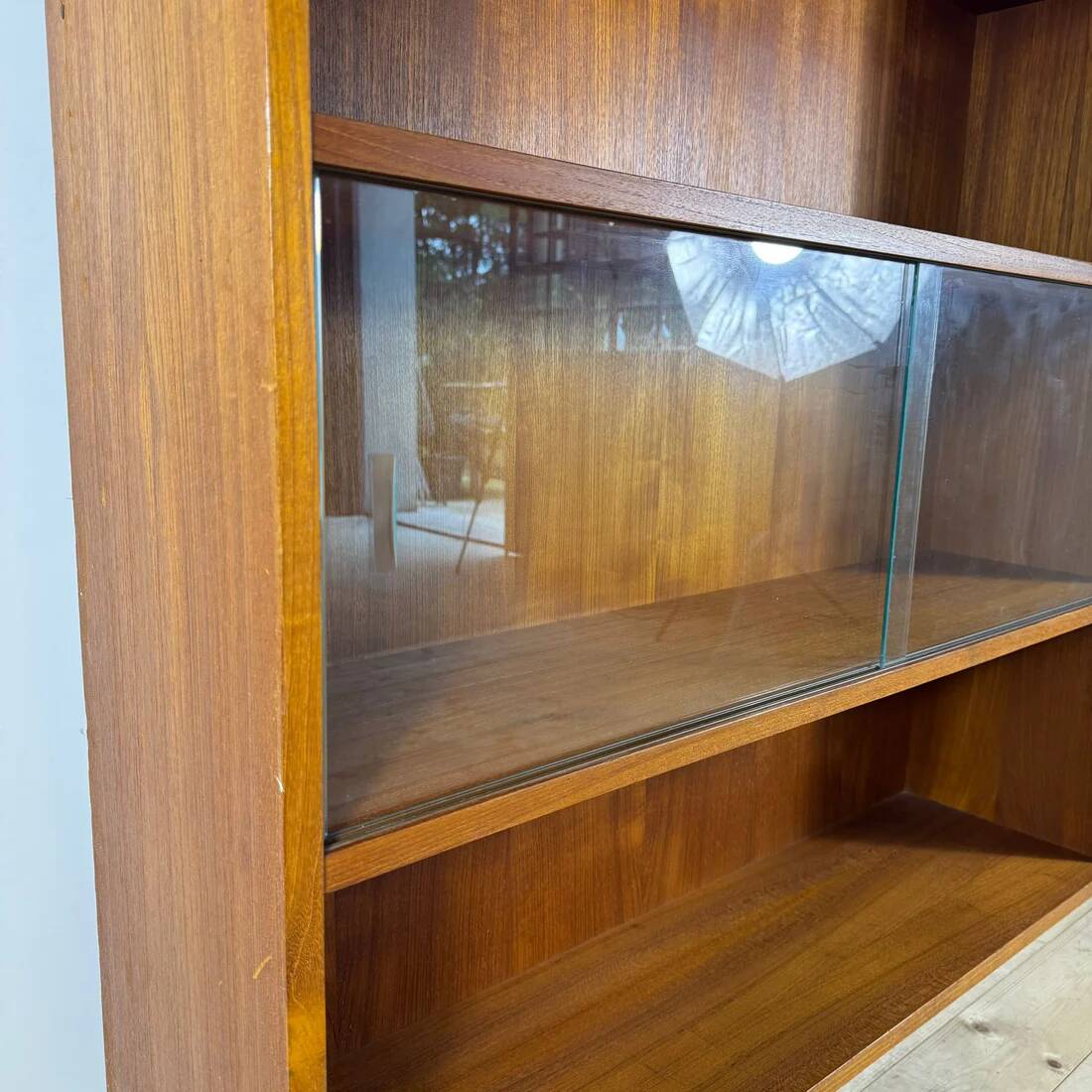 Vintage Clausen & Son teak bookcase with glass doors, Denmark 1960