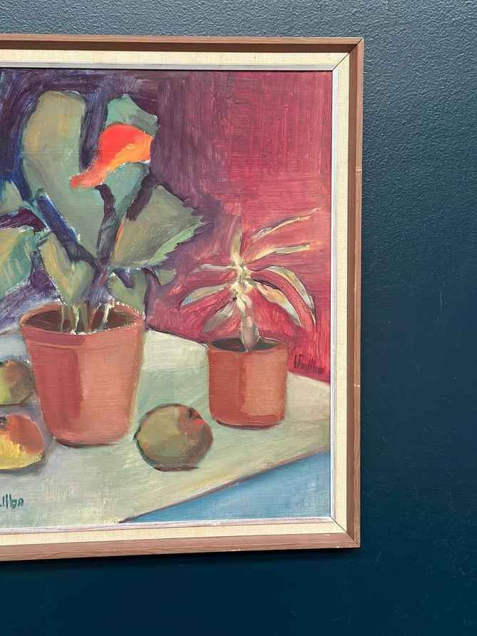Swedish Oil on Panel – “Still Life” by Valbo – Signed – Vintage & Framed