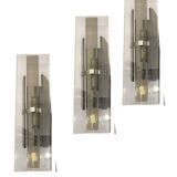 Glass Wall Sconces Set of 3 by Arte, Italy, 1970s