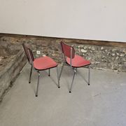 Paire de chaises en formica rose