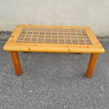 Italian coffee table in pine and glass