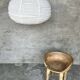 Medium pendant light in rattan and natural linen, Japanese-style, flattened round (Labu) H35 D60