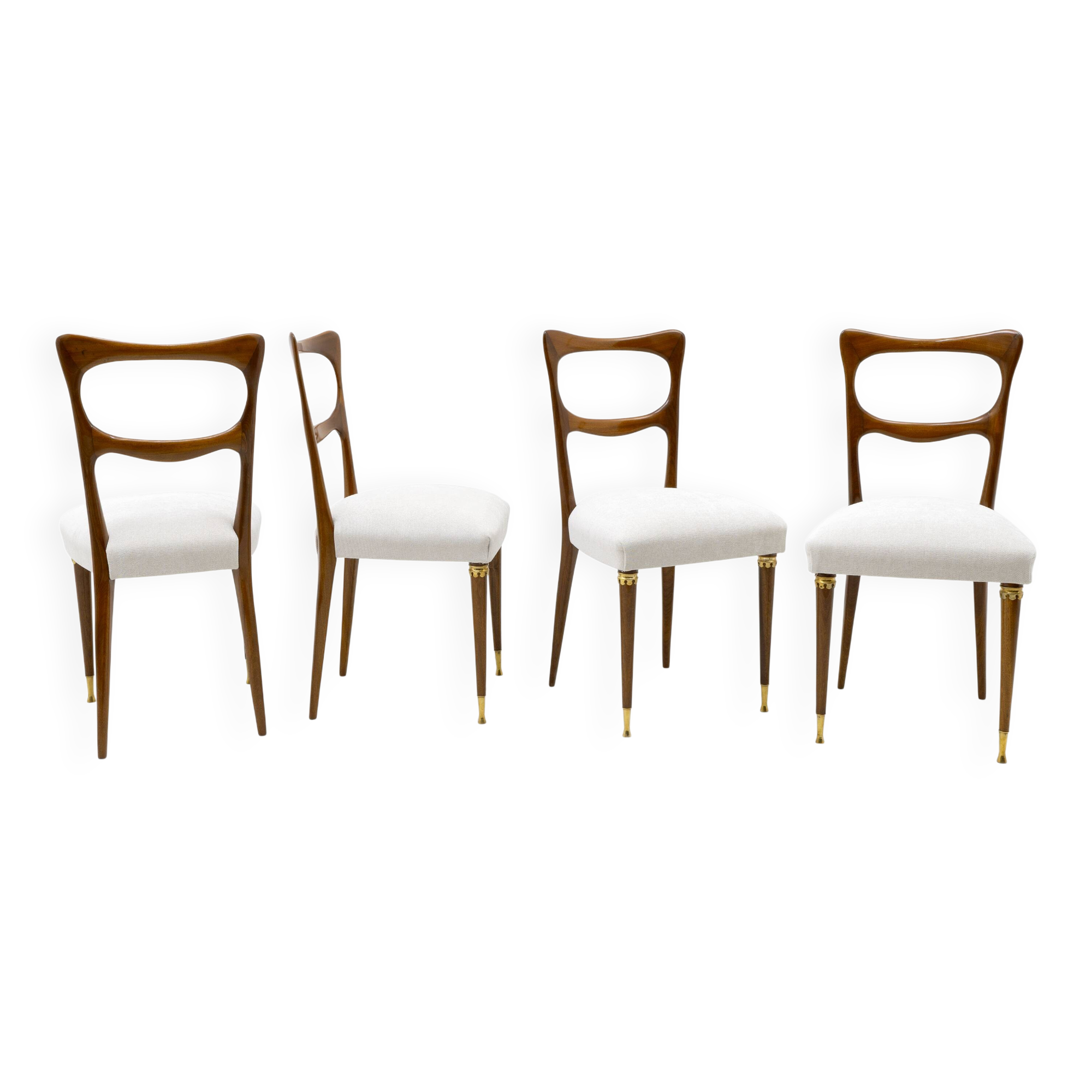 Attributed to Paolo Buffa Mid-Century Modern Dinning Chairs, 1950s, Set of
