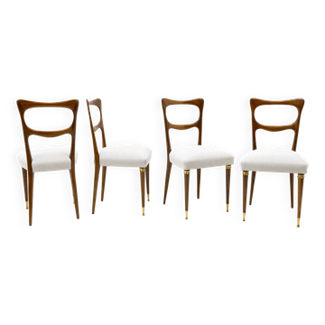 Attributed to Paolo Buffa Mid-Century Modern Dinning Chairs, 1950s, Set of