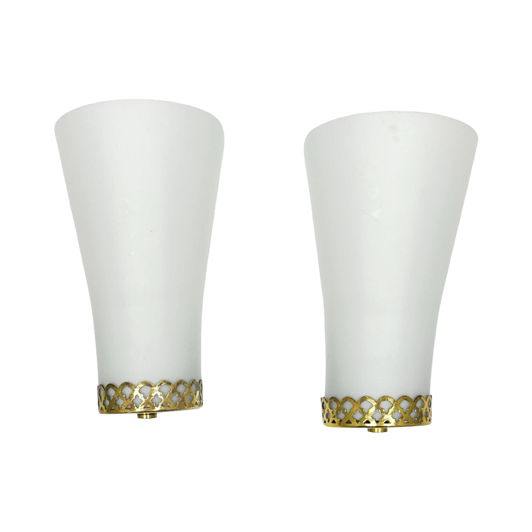 Pair of Doria Leuchten wall lamps, Hollywood Regency, Germany, 1970s.