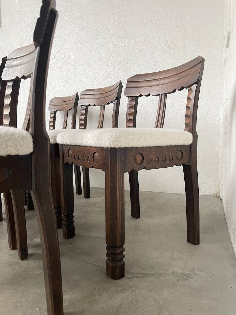 Set of 6 brutalist chairs from the 1940s
