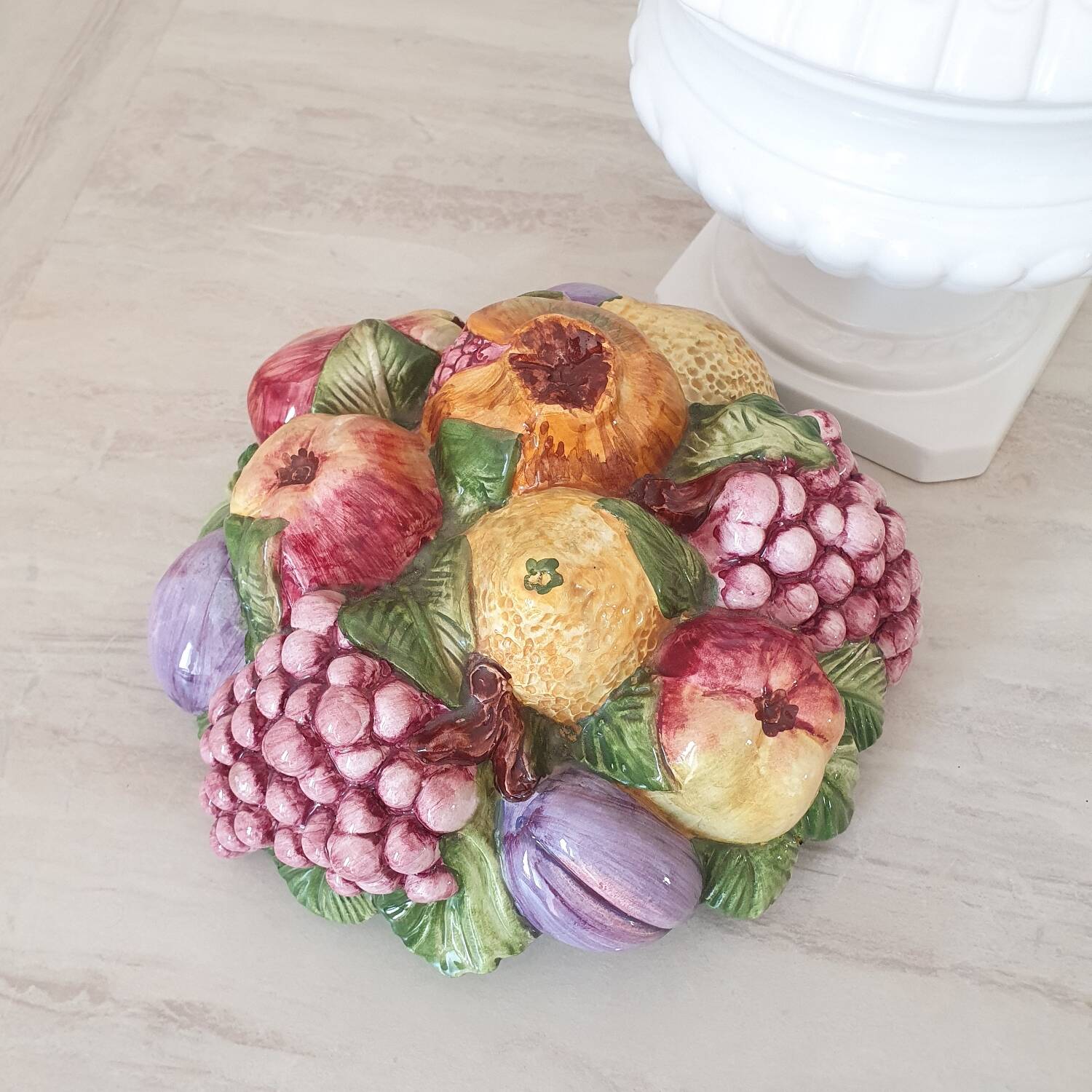 Medici vase and slipware fruit composition