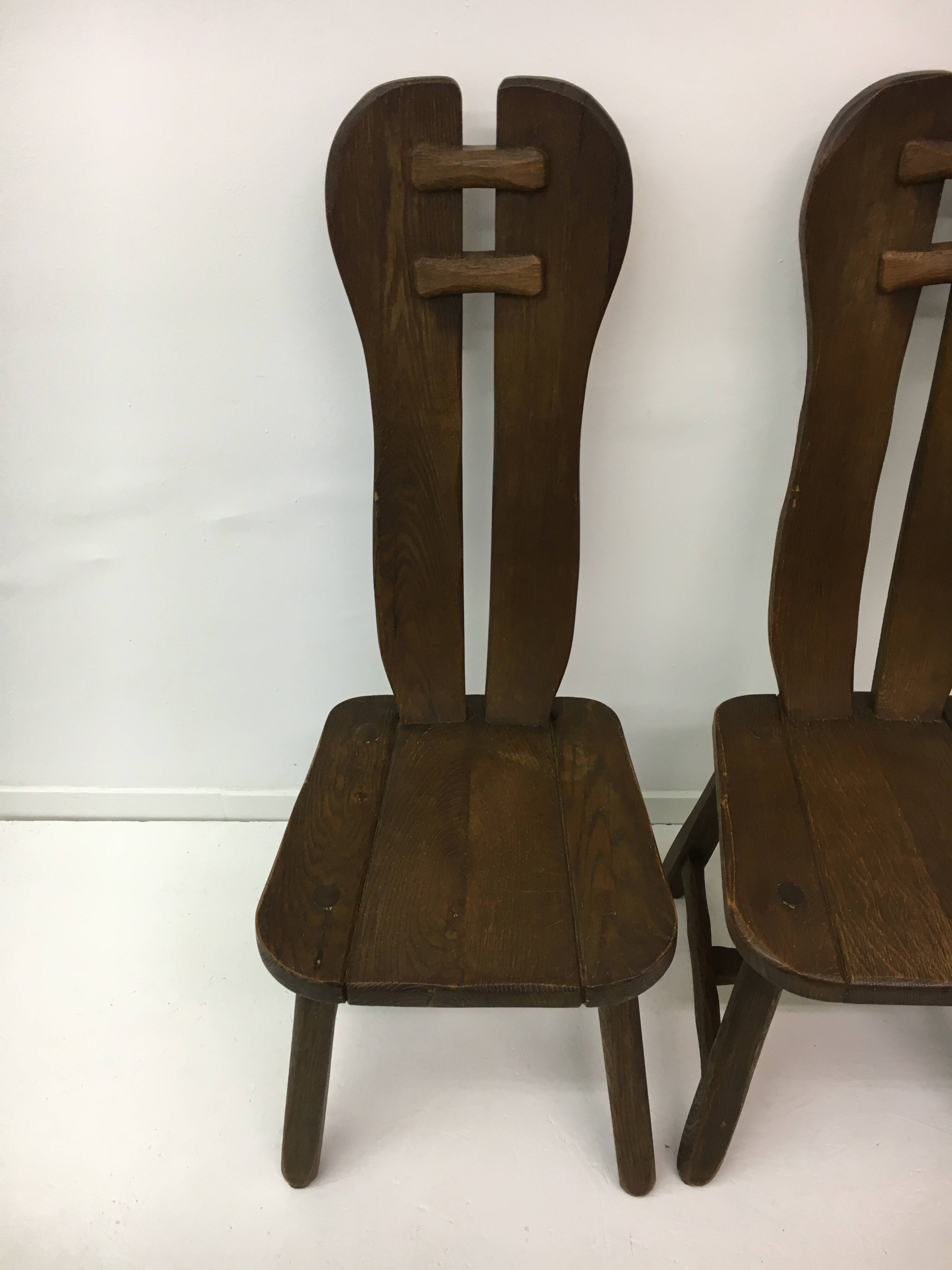 Set of 4 Belgian Brutalist Dining Chairs from De Puydt, 1970’s