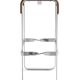 Elegant bar stool in classic contemporary style with aged silver metal and dark brown leather.