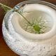 Ashtray made of a mix of bubbled glass and opaque glass, Murano style.