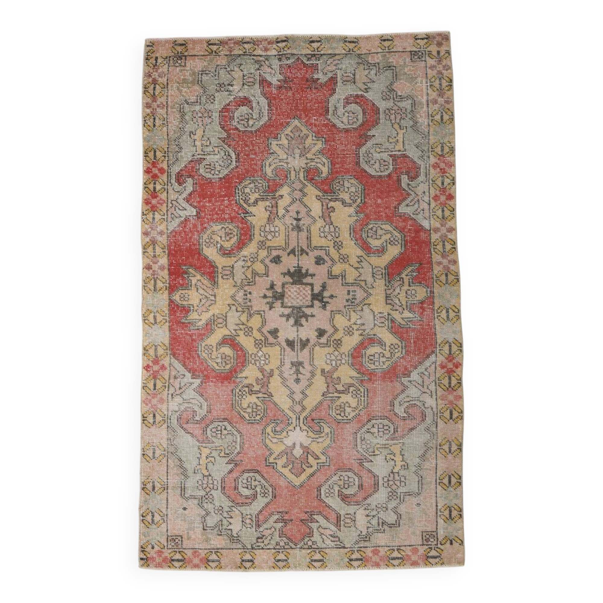 Soft Red & Beige Classic Vintage Area Rug, 127x215 Cm