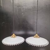 Pair of opaline pendant lights
