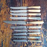 10 horn handle knives including 4 Berthier Valence - 5 logo with the crown 202