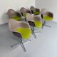 Lot of 6 plastic armchair chairs design Eames VITRA La fonda gray base