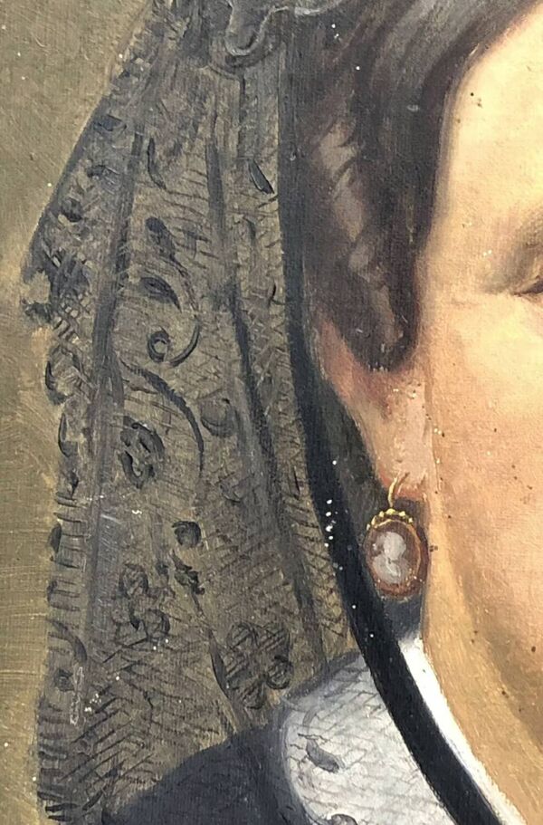 Tableau huile sur toile XIX portrait Chevalier d’Eon