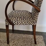 pair of Bridge armchairs, leopard fabric