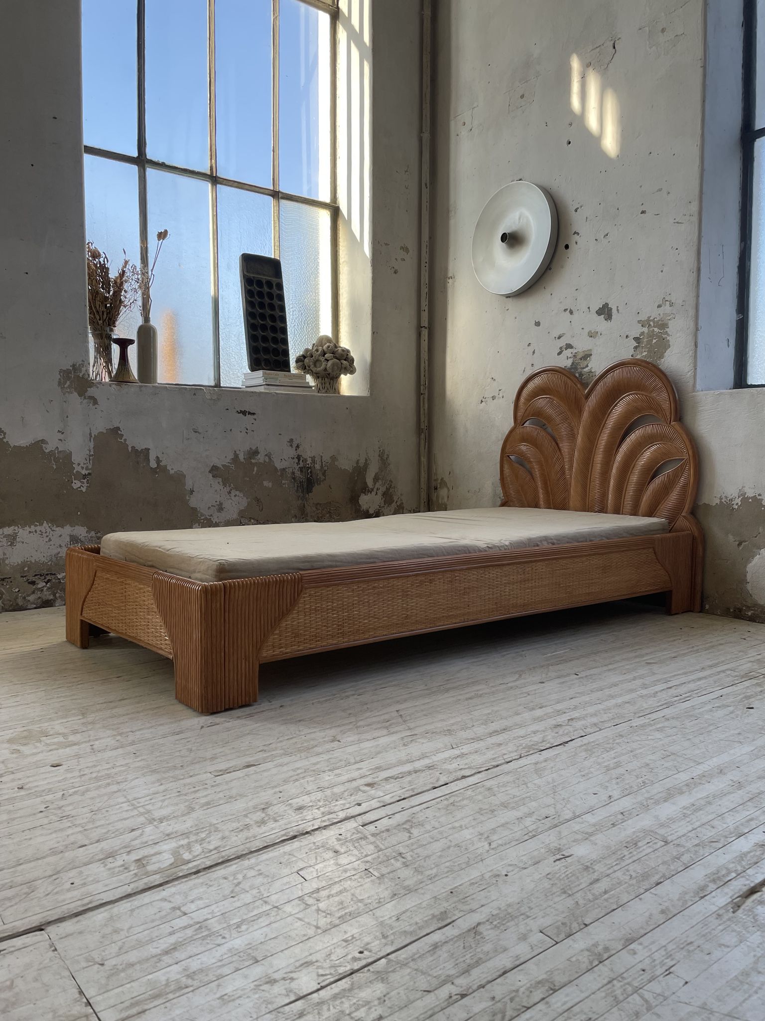 Bed 1 place "palm" wicker and rattan Vivai Del Sud