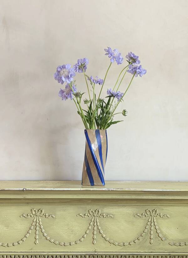 Blue Stripe Twist Vase