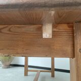 Solid pine table with its extension, 1950s