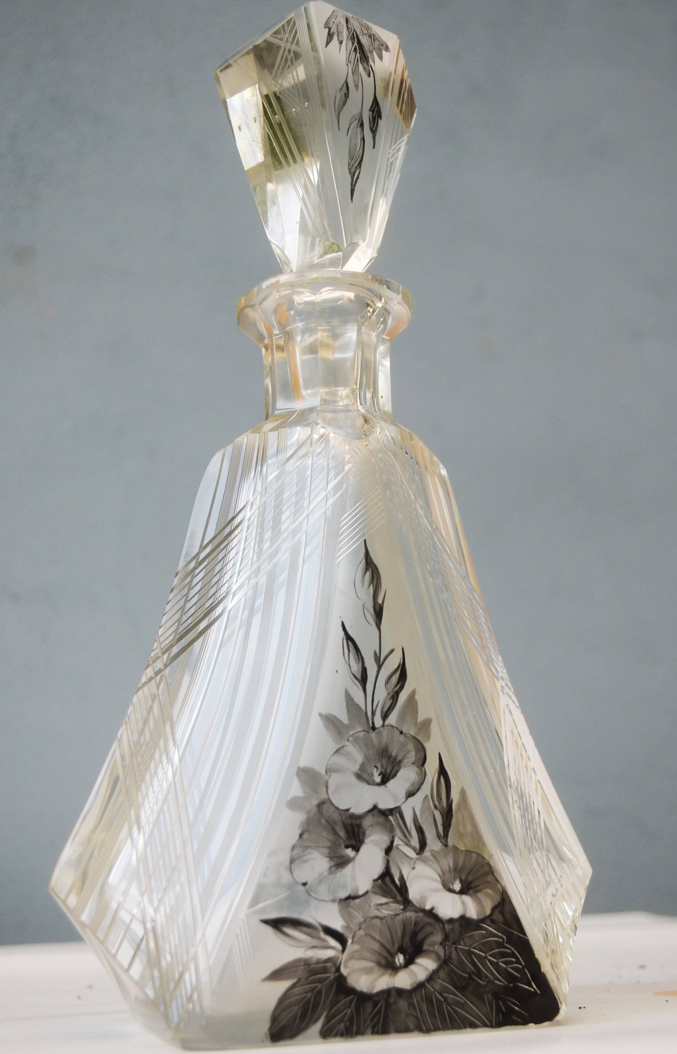 Art Deco Bohemian Czech Karl Palda Cut Glass Barware Decanter