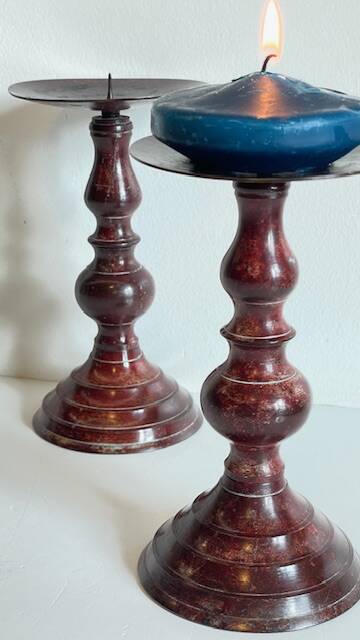 BOUGEOIRS Vintage Patinated Metal Candle Holders