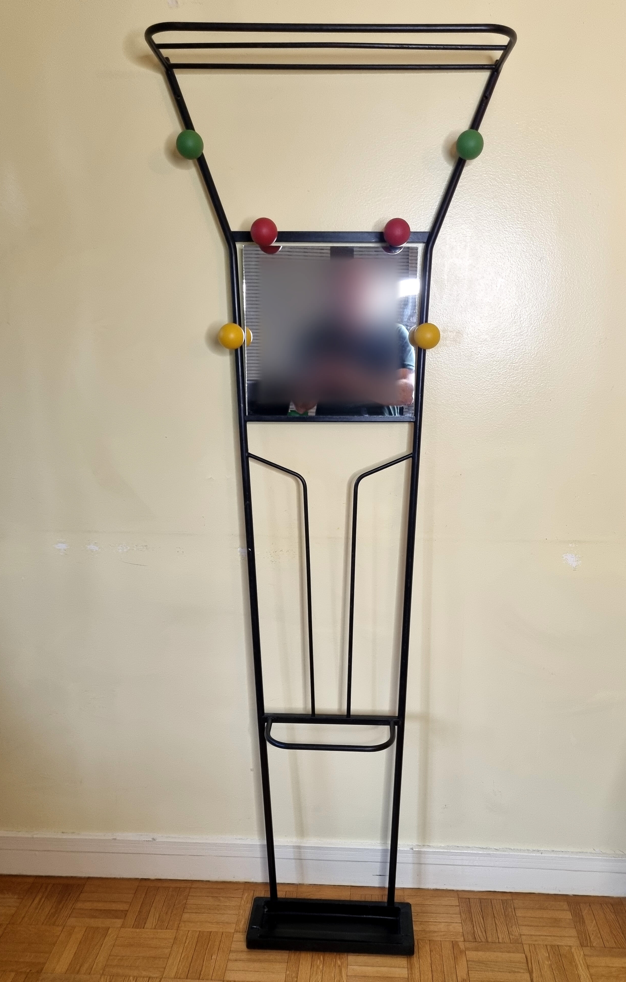 Coat rack cloakroom with mirror, 6 hooks 50s