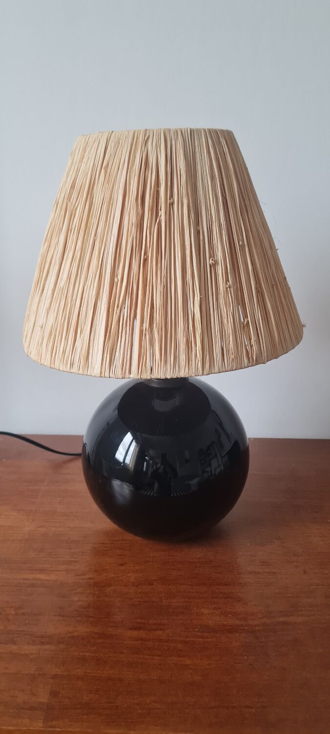 Black glass ball lamp art deco 1930