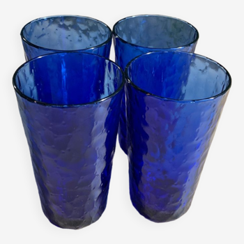 Lot de 4 verres bleus ~13cm