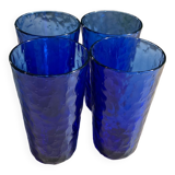 Set of 4 large blue glass ~13cm