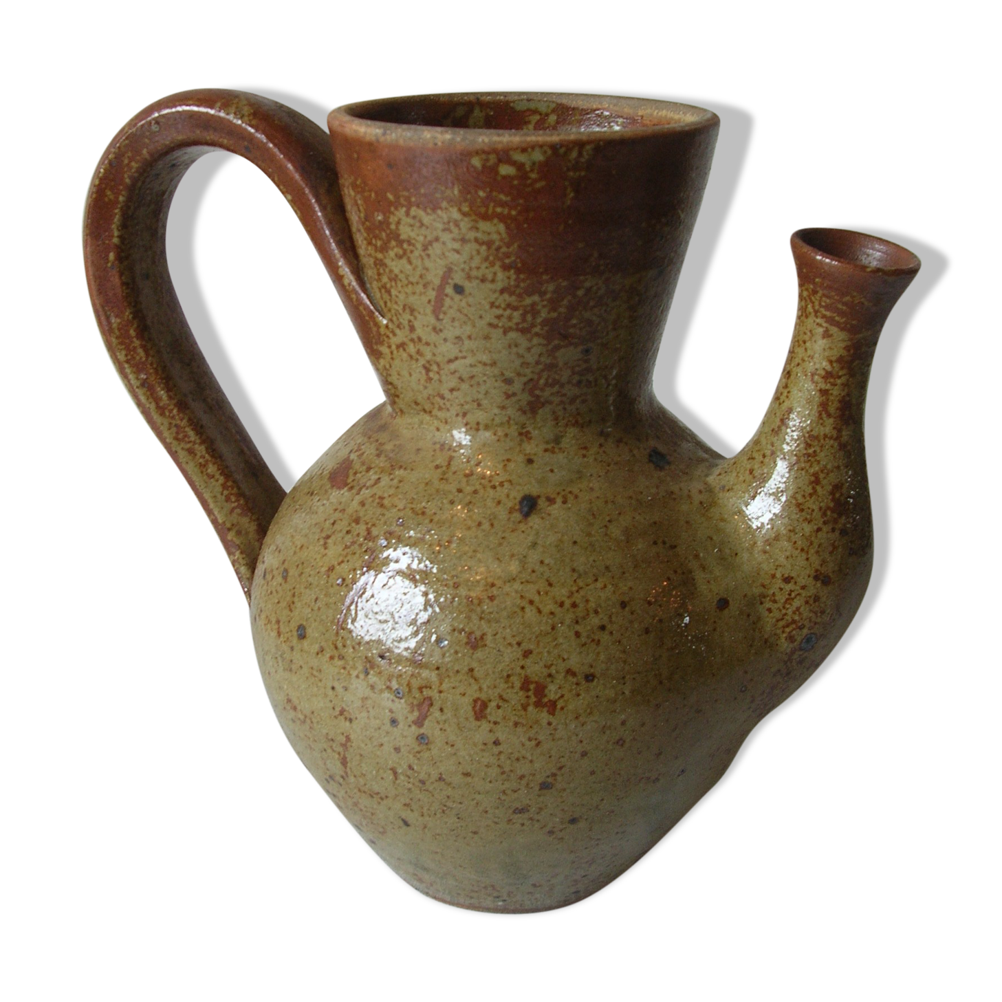 Ancien broc pichet en grès 20 cm déco cuisine campagne champêtre art de la table