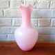 Light pink opaline vase, wavy swan neck.