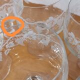 Set of 9 red wine glasses on feet, grape decoration and Luminarc vine shoot