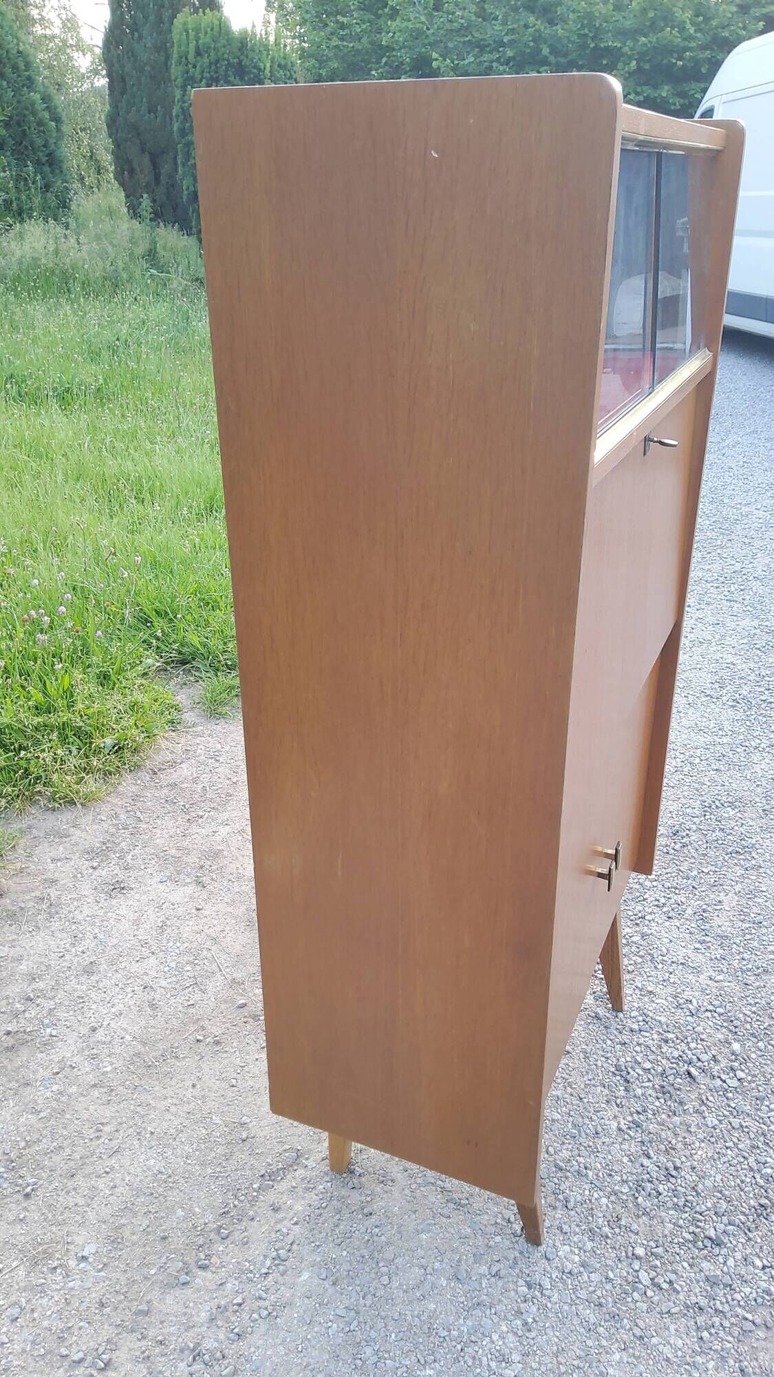 Library secretary of the 50s in blond oak compass feet