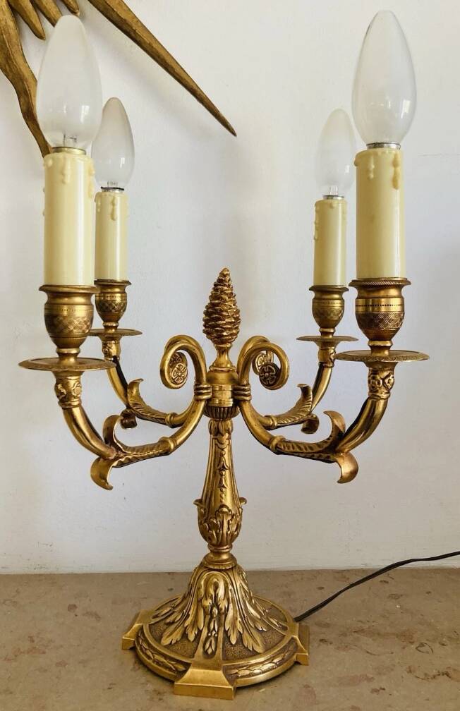 Pair of gilt bronze table lamps from the mid-20th century