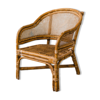 Rattan and canning armchair "Germaine"