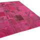Hand-knotted oriental vintage 207 cm x 299 cm pink patchwork carpet