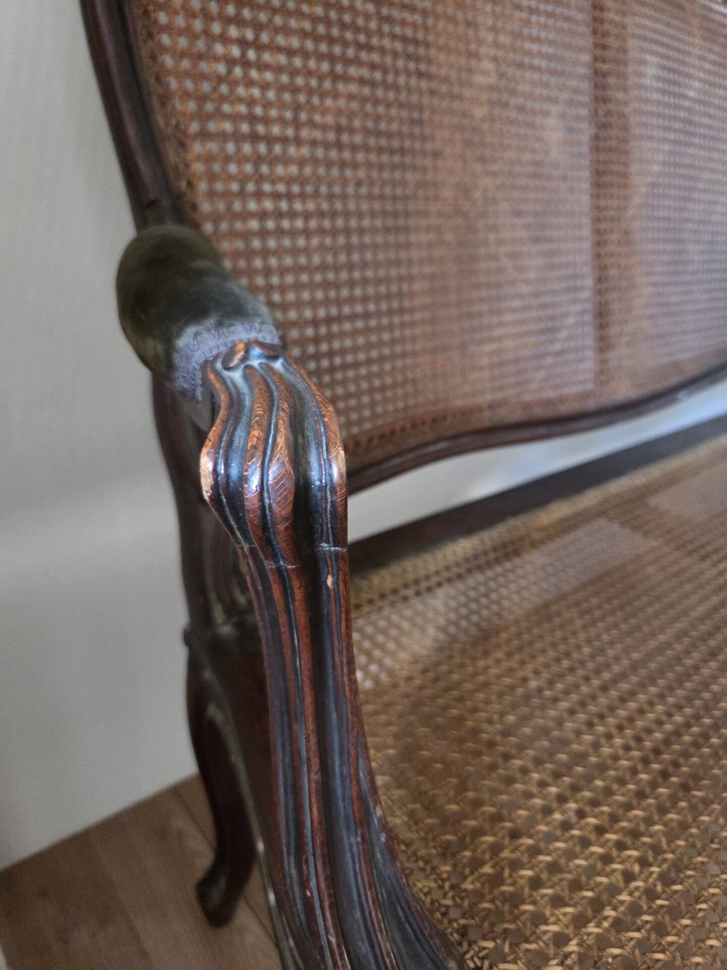 Caned bench in Louis XV style