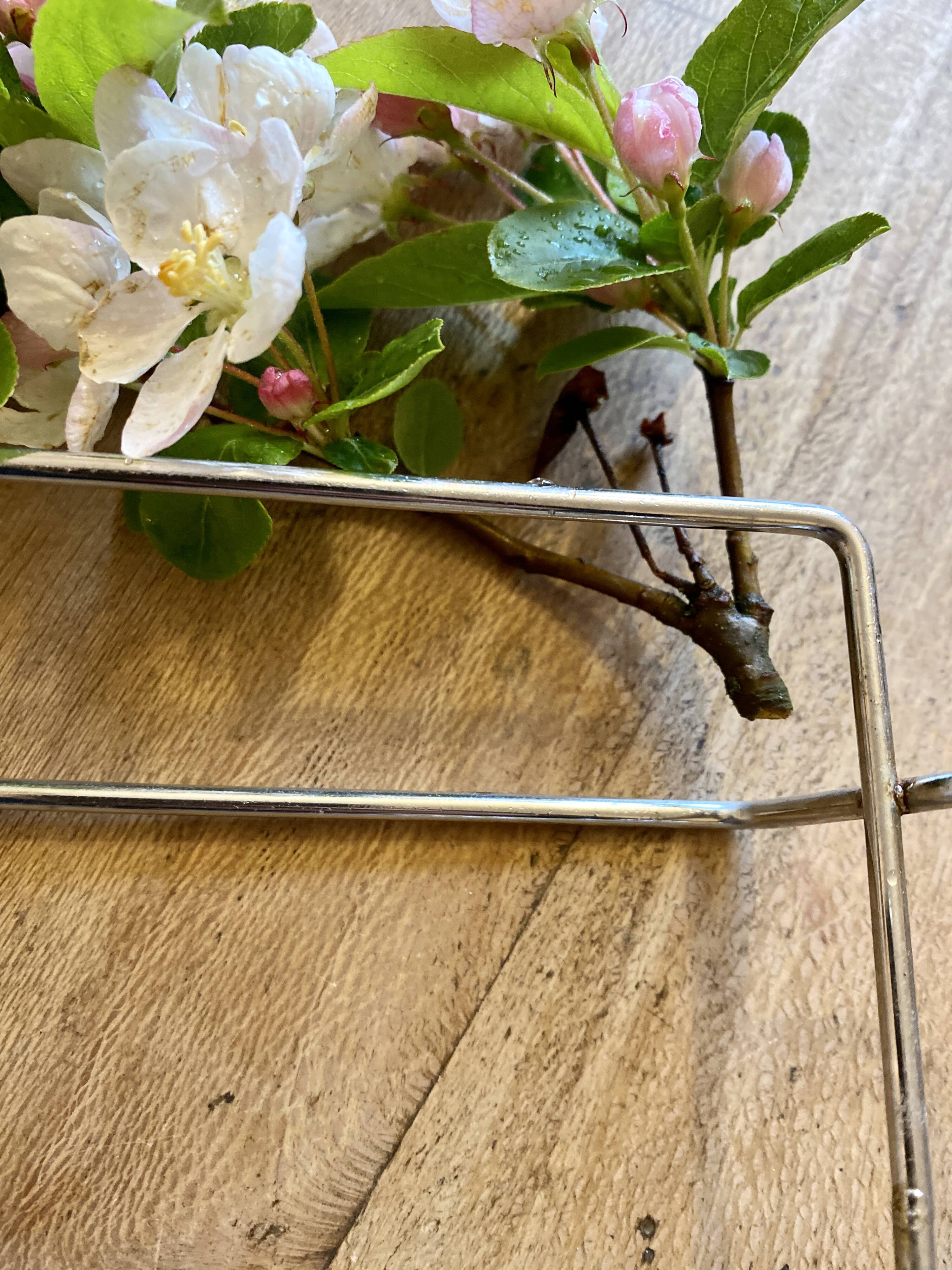 Duralex vintage glass and silver metal tray/servant