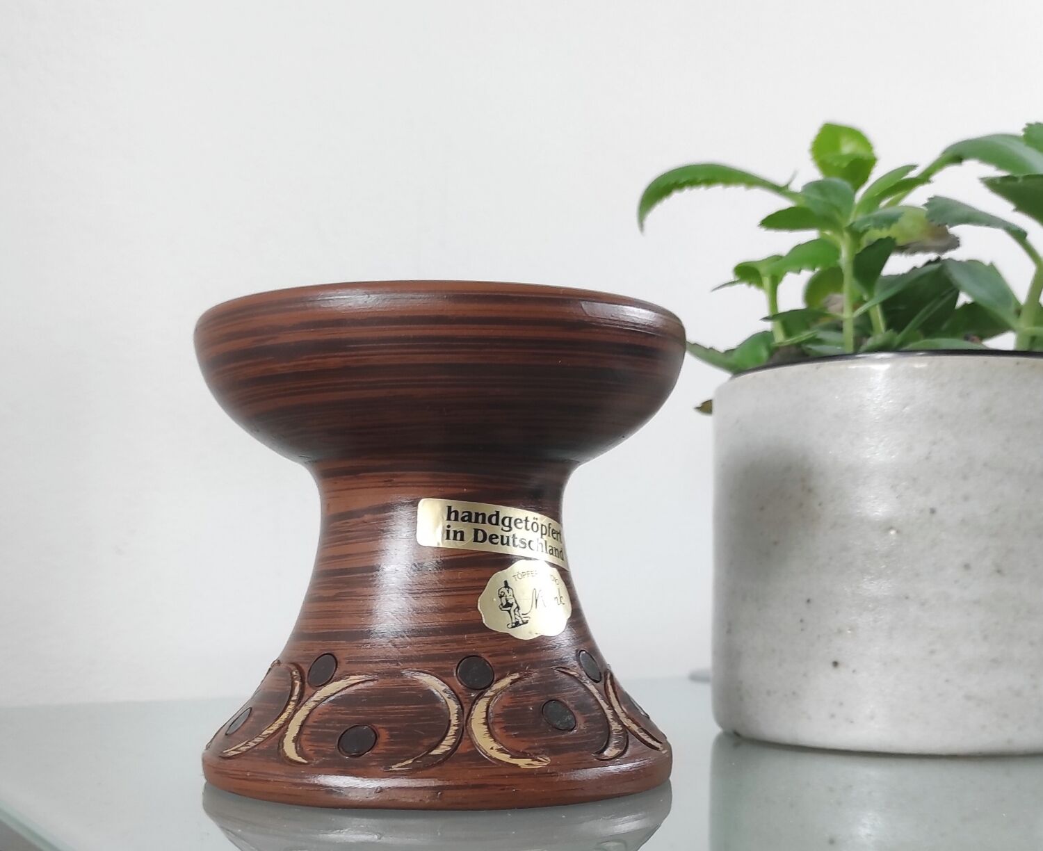 Bougeoir en grès artisanal – Töpferstudio Münk (Années 70)