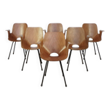 Set of 6 Italian Vittorio Nobili Medea chairs with armrests for Fratelli Tagliabue