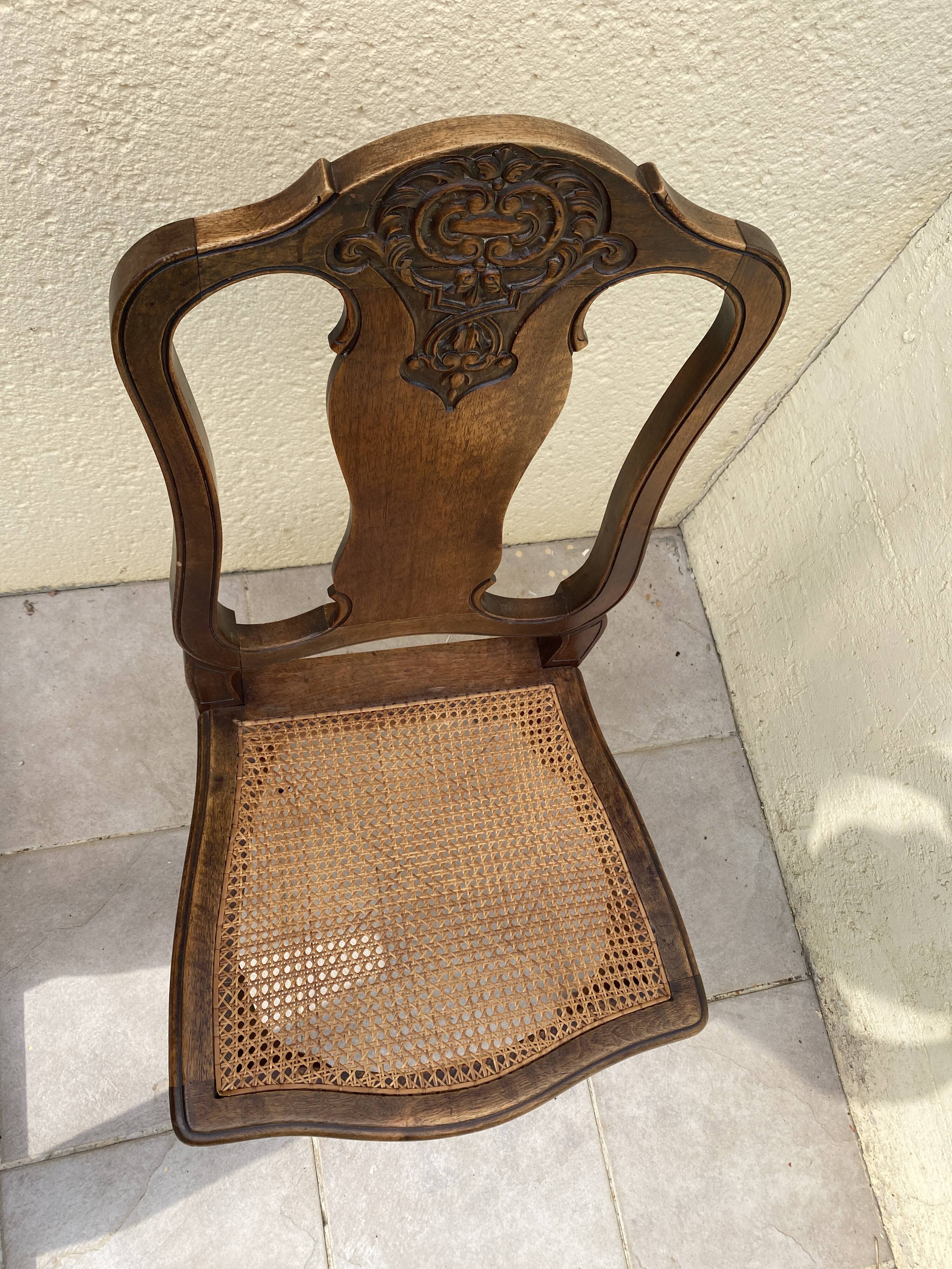 Chairs canned carved backrest