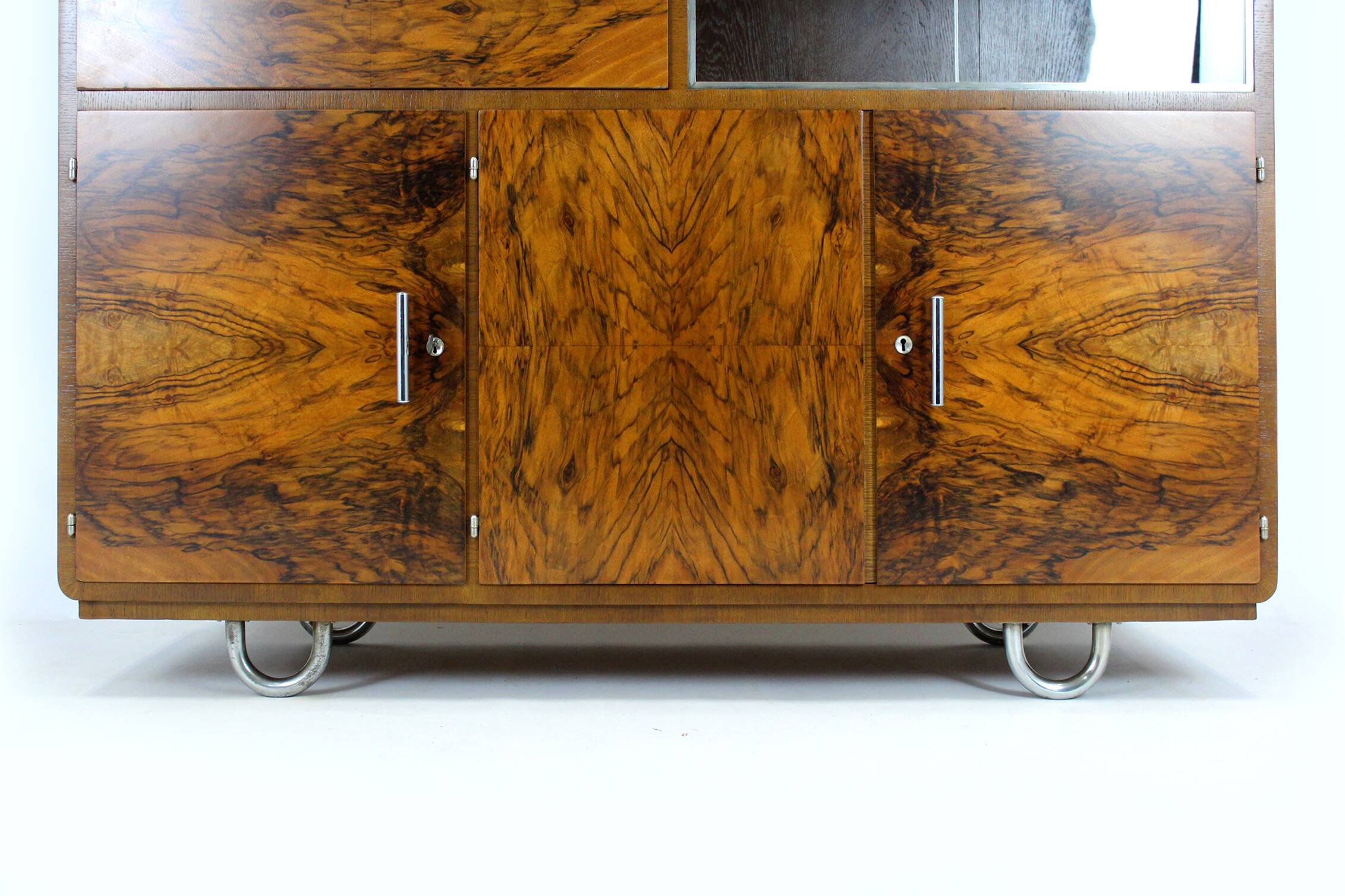 Restored Bauhaus Tubular Steel Cabinet with Secretary by R. Slezak, 1930s